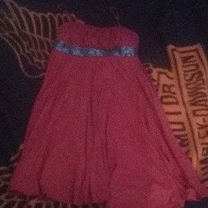 Red and black cocktail dress